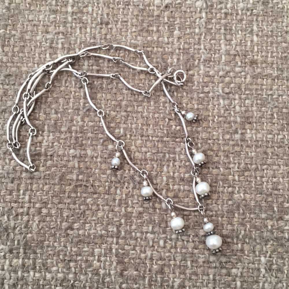 Sterling silver and Petite Pearl necklace